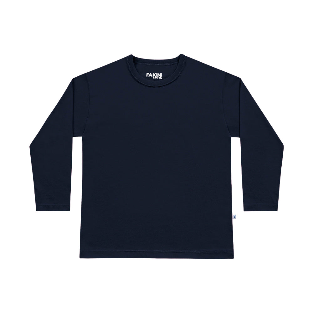 Camiseta Manga Longa Básica Marinho Fakini - Masculina