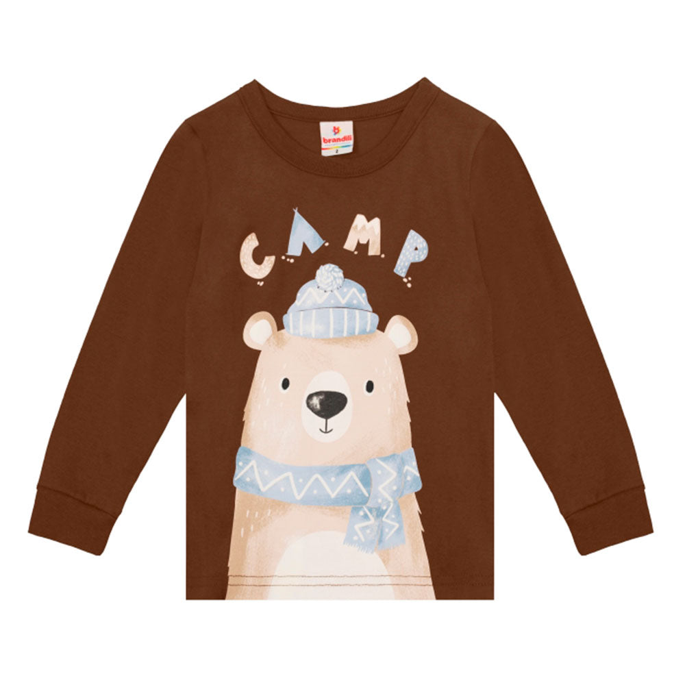 Camiseta Manga Longa Camp Marrom Brandili - Masculina