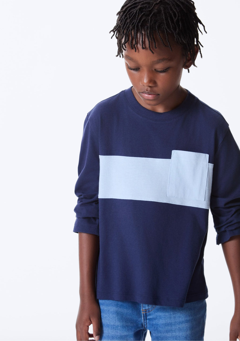 Camiseta Manga Longa com Bolso Marinho Hering - Masculina