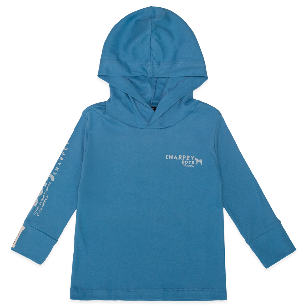 Camiseta Manga Longa com Capuz Bonjour Azul Charpey - Masculina