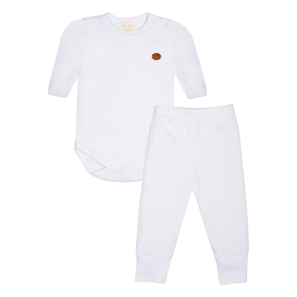 Conjunto Body Manga Longa Com Mijão Mini&Co Unissex - Branco