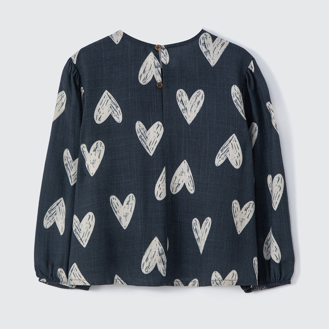 Bata Manga Longa com Babado Corações Hering - Feminina